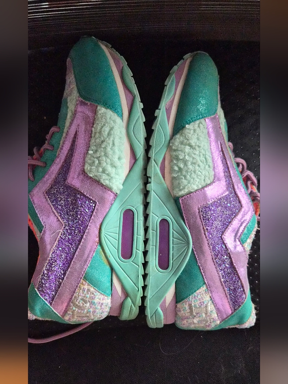 Irregular Choice Light Up Teal and Purple Glitter Women's Sneakers